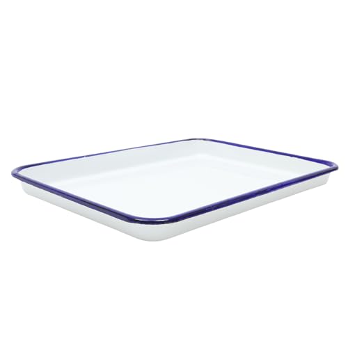TOPPERFUN Emaille Backform Multifunktionale Rechteckige Servierform Spülmaschinenfest Verschleißfestes Ofenblech für Backofen Kühlschrank und Gefrierschrank von TOPPERFUN