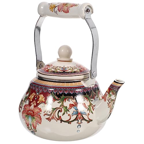 TOPPERFUN Emaillierte Robuste aus Emaille für Wasserkochen Spülmaschinenfest Komfortabler Griff für Gas und Induktionsherde Stilvolles Design für Küche von TOPPERFUN