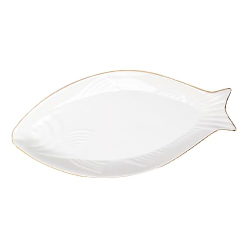 TOPPERFUN Fischplatte aus Keramik Servierplatte für Sushi Obst und Käse Porzellan Fisch Tray für Partys und Festlichkeiten Leicht zu Reinigen und Langlebig von TOPPERFUN