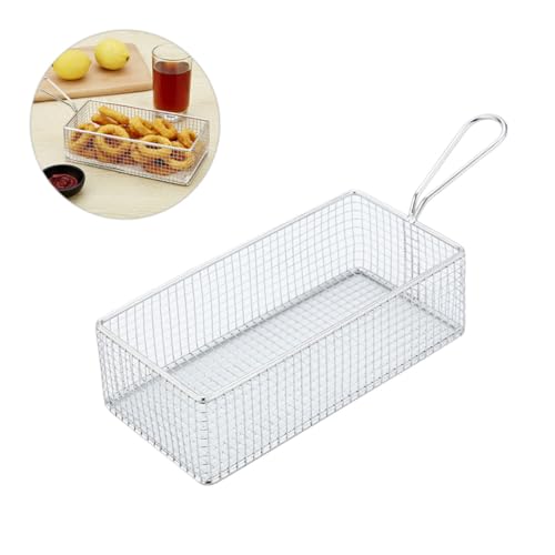 TOPPERFUN Frittierkorb mit Griff und Dichtem Netz zum Frittieren von Snacks und Stabiler Fuß für Abgießen für Töpfe Silber von TOPPERFUN