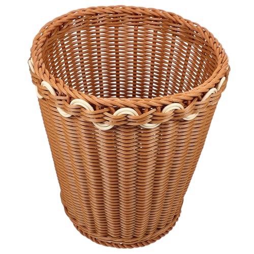 TOPPERFUN Geflochtener Mülleimer aus Imitations rattan Runder Aufbewahrungskorb für Schreibtisch Vielseitiger Papierkorb ohne Deckel für Wohnzimmer und Büro Brauner Abfalleimer für Haushalt TOPPERFUN Geflochtener Mülleimer aus Imitations rattan Runder Aufbewahrungskorb für Schreibtisch Vielseitiger Papierkorb ohne Deckel für Wohnzimmer und Büro Brauner Abfalleimer für Haushalt von TOPPERFUN