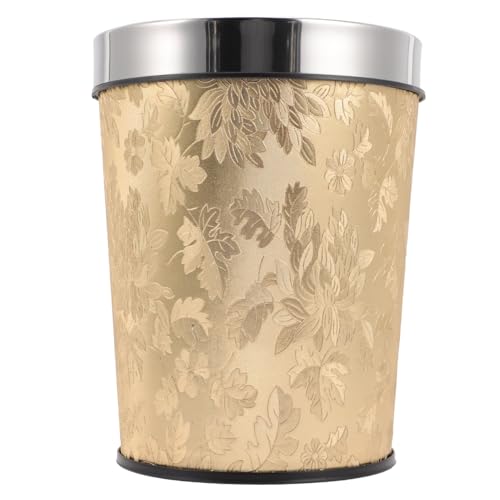 TOPPERFUN Goldener Retro Mülleimer ohne Deckel aus Rostfreiem Stahl Praktischer Abfalleimer für Badezimmer Wohnzimmer und Büro Umweltfreundlicher Wiederverwendbarer Papierkorb für Saubere von TOPPERFUN