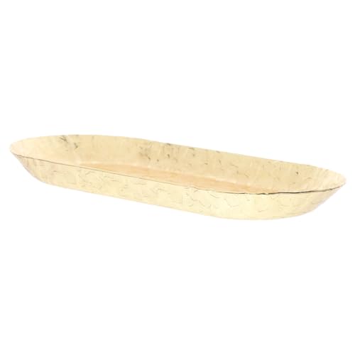 TOPPERFUN Goldfarbenes Edelstahl Serviertablett mit Hammerschlag Optik Vielseitiges Schmuck Snack tablett für Tischdekoration Geeignet zur Aufbewahrung von Schmuck und Süßigkeiten von TOPPERFUN