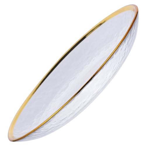 TOPPERFUN Goldrand Glasplatte Japanischer Stil Vielseitige Servierplatte für und Desserts Leicht zu Reinigen Langlebig und für Ihre Tischdekoration von TOPPERFUN