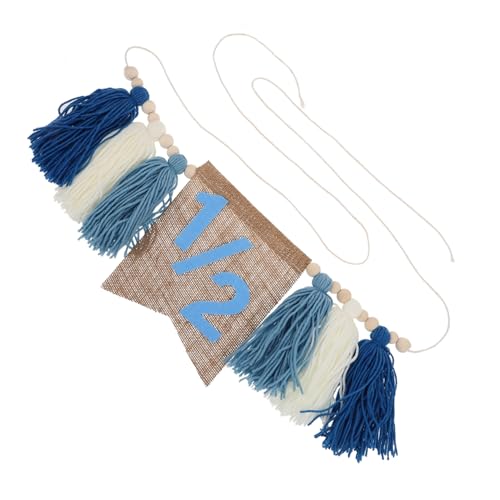 TOPPERFUN Halbgeburtstagsbanner Babyparty Quasten Hochstuhl Geburtstagsbanner Boho Girlande Halbgeburtstagsdekorationen Party Quastenbanner Happy Birthday Banner Perlengirlande von TOPPERFUN
