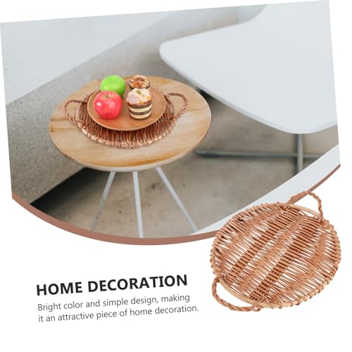TOPPERFUN Handgefertigtes Rundes Weidenkorb Dessert Snacktablett Vielseitig als Brotkorb Obsttablett und Teetischdekoration für Haushalt und Küche Naturfarbenes Flechtwerk von TOPPERFUN