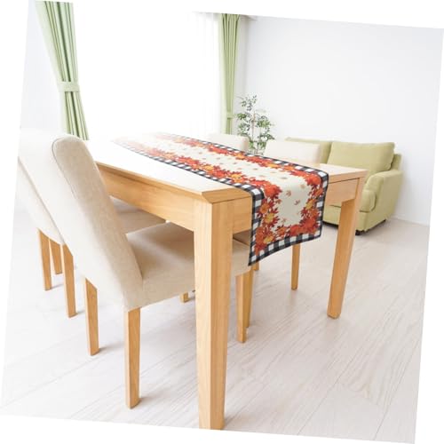 TOPPERFUN Herbstlicher Tischläufer Kariert mit Kürbismotiv Dekorativer Tischschutz für Esszimmer Langes Farmhouse-Design Herbstliche Tischdeko für Erntedankfest und Familienessen von TOPPERFUN