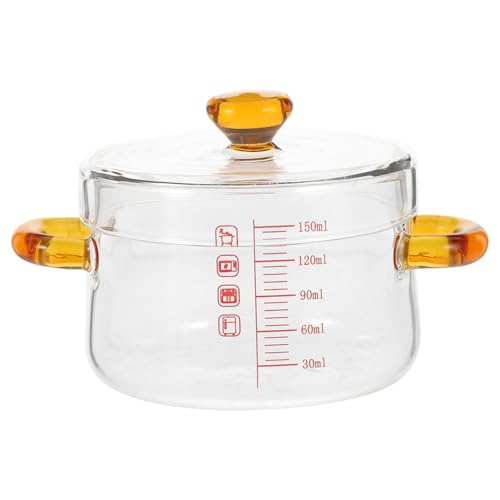 TOPPERFUN Hitzebeständiger Glas dampf ei topf mit Deckel und Doppelgriffen Transparenter Borosilikat kochtopf für Mikrowelle Backofen zum Erhitzen von Milch Suppen Saucen und Nudeln von TOPPERFUN