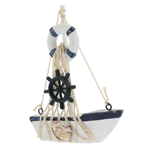 TOPPERFUN Hölzerne Segelboot Dekoration Im Maritimen Segelschiff Modell Für Schreibtisch Badezimmer Dekorationsstück Mediterrane Für Zuhause von TOPPERFUN