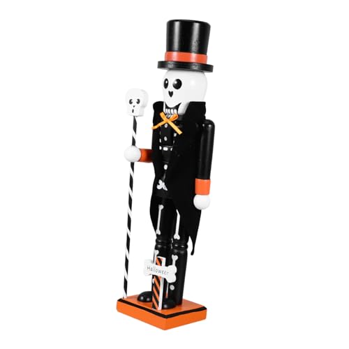 TOPPERFUN Holz Halloween Nutcracker Soldier Handgefertigte Cartoon -Figur Mit Schädelkopf Für Halloween Party Liefert Desktop Nutcracker Ornament von TOPPERFUN