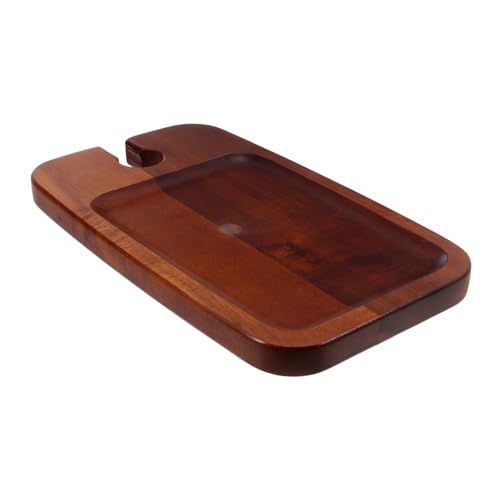TOPPERFUN Holz Serviertablett mit Weinglashalter Tablett für Snacks und Desserts Rustikales Natürliches Design für Couchtische und zur Einweihung von TOPPERFUN