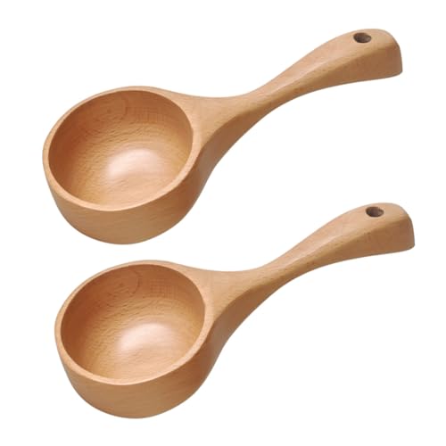 TOPPERFUN Holzlöffel Reislöffel Kaffeelöffel aus Nahtlosem Holz mit Aufhängeloch Multifunktional für Küche Wasser Kaffeebohnen Reis Praktische Kochutensilien von TOPPERFUN