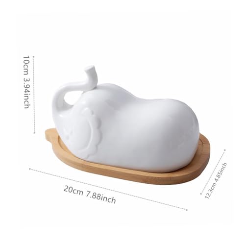 TOPPERFUN Keramik Butterplatte mit Deckel Elefanten relief Frischhaltedose für Butter und Snacks Bpa frei Stilvolle Haushaltsgeschirr Aufbewahrung Praktisch und Langlebig Schützender Deckel von TOPPERFUN