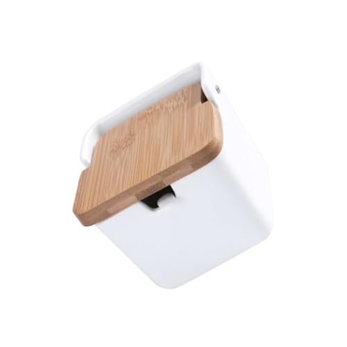 TOPPERFUN Keramik Gewürzglas mit Bambusdeckel und Löffel Luftdichter Vorratsbehälter für Zucker und Gewürze Eleganter Porzellan Vorratsdose für Küche Buffet Platzsparend und Einfach zu von TOPPERFUN