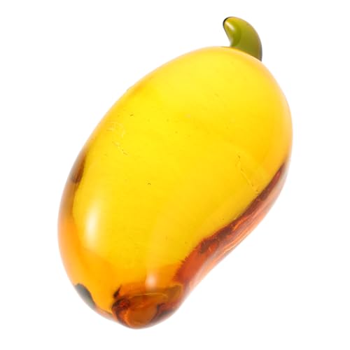TOPPERFUN Kristall-Mango-Ornament Glasfiguren Wohnkultur Künstliche Früchte Glas Frucht Kristalldekor Kristallglasfrucht Kristallfiguren Partydekorationen Zum Thema Mango Gelb von TOPPERFUN