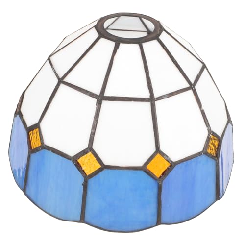 TOPPERFUN Lampenschirm für Kronleuchter und Pendelleuchten Dekorativer Lampenschirm Durchmesser Retro Design Weiß und Blau Geeignet für Wohnzimmer und Schlafzimmer von TOPPERFUN
