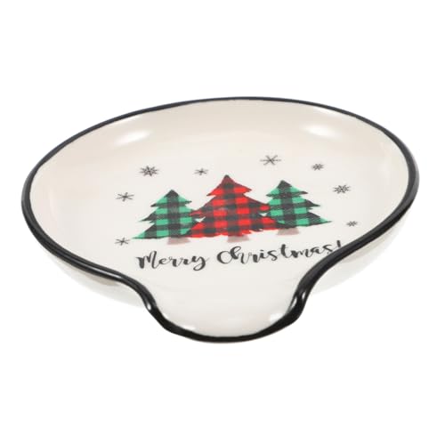 TOPPERFUN Löffel Sprichwort Utensil Kochen gelb für Herd Tablett Geschirr ausruhen Form weihnachtliche Küchendekoration ruht Baum Weiß Spatelhalter Keramik Wiederverwendbar von TOPPERFUN