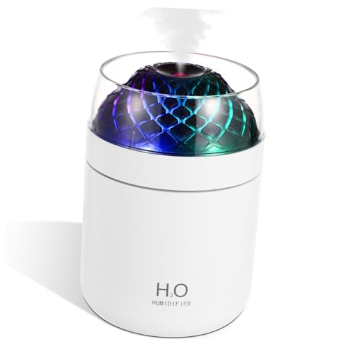TOPPERFUN Luftbefeuchter Schreibtisch tragbar Dampf drinnen Nebel reisen Büro ruhig wiederaufladbar LED kabellos Raumdiffusor Humificador 500ml Autobefeuchter Plastik Weiß von TOPPERFUN