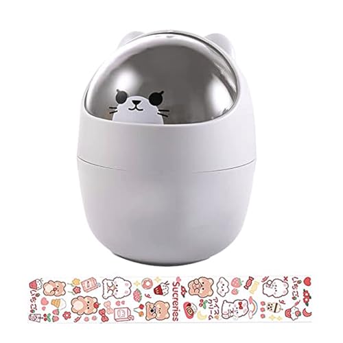 TOPPERFUN Lustiger Cartoon Desktop Mülleimer Kleiner Kunststoff Abfalleimer mit Deckel für Büro Küche Schlafzimmer und Kinderzimmer Platzsparendes Design mit Zufälligen von TOPPERFUN