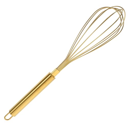 TOPPERFUN Manueller Edelstahl Schneebesen Handrührer Rostfrei Goldfarben Eierschläger Milch Sahne Rührer Küchenmixer Leicht Zu Reinigen Ergonomisch Für Backen Kochen von TOPPERFUN