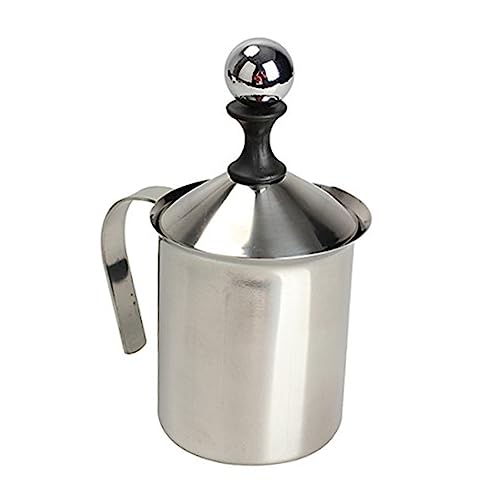 TOPPERFUN Manueller Milchaufschäumer mit Doppeltem Netz für Latte und Cappuccino Hitzebeständiger Griff Kaffeehäuser und von TOPPERFUN
