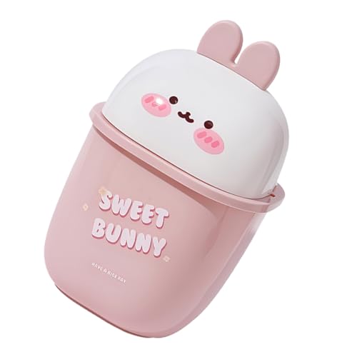 TOPPERFUN Mini Mülleimer mit Deckel Süßer Cartoon Rabbit Tischabfalleimer für Schreibtisch Kompakter Papierkorb für Schlafzimmer Badezimmer und Home Office TOPPERFUN Mini Mülleimer mit Deckel Süßer Cartoon Rabbit Tischabfalleimer für Schreibtisch Kompakter Papierkorb für Schlafzimmer Badezimmer und Home Office von TOPPERFUN