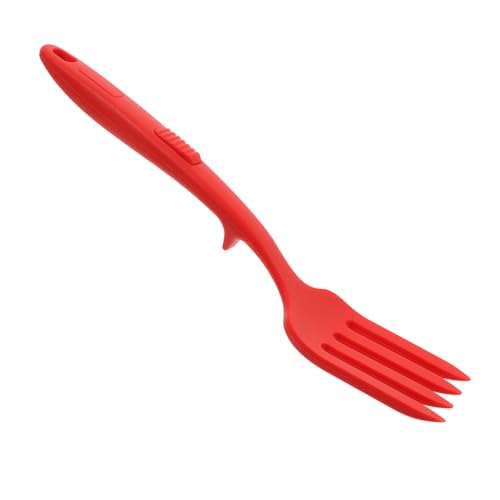TOPPERFUN Mischgabel Nudelgabel zum Kochen Nudelgabeln zum Servieren Kochgabel für antihaftbeschichtete Pfannen Küchengabel zum Kochen Spaghetti- Kieselgel rot von TOPPERFUN