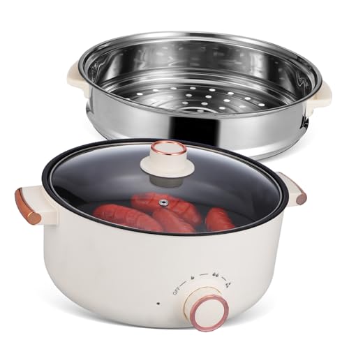 TOPPERFUN Multifunktionaler elektrischer Kochtopf Dampftopf zum Kochen Kochtopf elektrisch Dampfkochgeschirr Gemüsedampferkorb elektrischer Schmortopf Dampftöpfe zum Kochen Rostfreier Stahl von TOPPERFUN