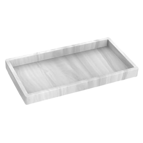 TOPPERFUN Multifunktionales Silikon tablett mit Marmoroptik Vielseitiges Aufbewahrungs Dekotablett für Badezimmer Küche und Wohnraum zur Organisation von Kosmetik Schmuck und Seife von TOPPERFUN