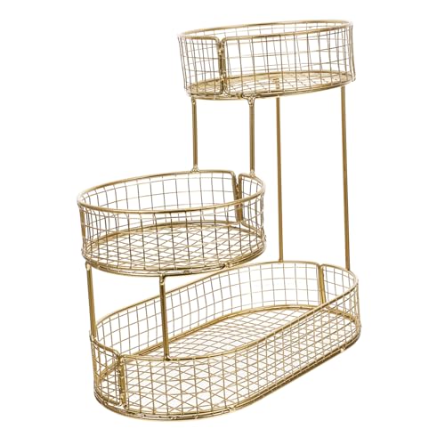TOPPERFUN Obstkorb aus Metall Obstkorb aus Mesh goldene Obstschale Obstkorb auf der Arbeitsplatte gestufter Obstkorb abgestufter Obststand Ständer für Obstkörbe Eisen von TOPPERFUN
