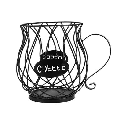 TOPPERFUN Obstkorb mit Kaffee Kapselhalter Schwarz Eleganter Aufbewahrungskorb für Kaffee Kapseln und Obst Vielseitig Nutzbar für Küche Bar und Hotel Praktisches Design mit Großer Öffnung von TOPPERFUN