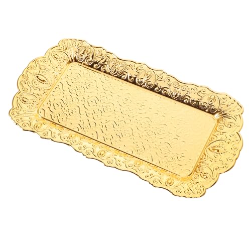 TOPPERFUN Obstschale dekoratives Tablett Couchtisch Tablett Tee-Tablett Schale mit getrockneten Früchten Kleine dekorative Tablett Dessertschale Aluminiumlegierung Golden von TOPPERFUN