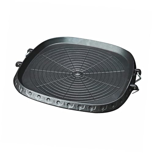 TOPPERFUN Outdoor Bbq Grillplatte Quadratisch Multifunktionale Gusseisenpfanne Antihaftbeschichtet mit Ölablauf Geeignet für Camping Gasherd und Vielseitiges Grillen im Freien von TOPPERFUN