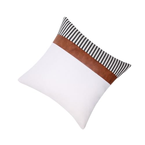 TOPPERFUN PU und Splicing Kissenbezug Weiß Vielseitiger Zierkissenbezug für Sofa Bett Wohnzimmer und Auto Leicht Kompakt Stilvoller Sofakissenbezug für Heimdekoration und von TOPPERFUN