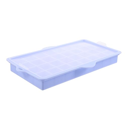 TOPPERFUN Rechteckige Eisgitterform Quadratische Eiswürfelform Deckel Eiswürfelbereiter Tablett Kleine Quadratische Eiswürfelschale Eiswürfelschalen Eisform Violett Kieselgel von TOPPERFUN