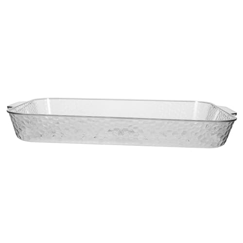 TOPPERFUN Rechteckiges Serviertablett aus Robustem Kunststoff Wiederverwendbares und Snacktablett für Präsentation von Desserts und Früchten Transparent und Elegant von TOPPERFUN