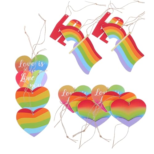 TOPPERFUN Regenbogen Holzanhänger 16 Stücke Dekoratives Holz Hängebrett für Pride Day Festliche Hängeornamente für Party Dekoration Details und Lustige Muster für Türen und Wände TOPPERFUN Regenbogen Holzanhänger 16 Stücke Dekoratives Holz Hängebrett für Pride Day Festliche Hängeornamente für Party Dekoration Details und Lustige Muster für Türen und Wände von TOPPERFUN