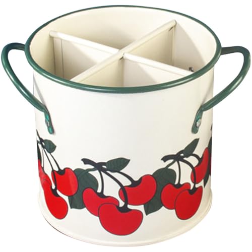 TOPPERFUN Retro Küchenutensilienhalter aus Robustem Metall Fächer Besteckaufbewahrung Vielseitiger Organizer für Stäbchen Löffel und Küchenhelfer Praktischer Tisch organizer für von TOPPERFUN