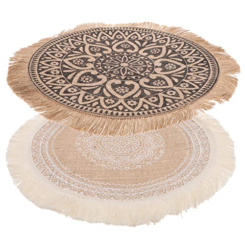 TOPPERFUN Runde Tischsets aus Jute 2 Stück Waschbar Hitzebeständig Abwischbare Platzsets für Küche Restaurant Party Dekorative Tischmatten für Esstisch Design Doppelseitig TOPPERFUN Runde Tischsets aus Jute 2 Stück Waschbar Hitzebeständig Abwischbare Platzsets für Küche Restaurant Party Dekorative Tischmatten für Esstisch Design Doppelseitig von TOPPERFUN