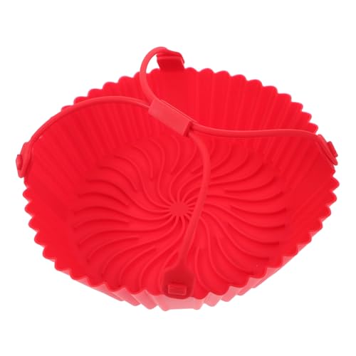 TOPPERFUN Runder Silikon Liner für Heißluftfritteuse Antihaft Backform für Kuchen und Snacks Hitzebeständig mit Praktischen Griffen Kompatibel mit Mikrowellen und Luftfritteusen von TOPPERFUN