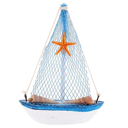 TOPPERFUN Segelbootmodell aus Holz Schreibtisch Ornamente nautische Wandkunst rustikal Dekoration Küsten kleines Boot im mediterranen Stil segelbootförmiges Harz von TOPPERFUN