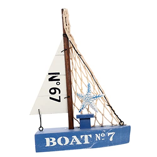 TOPPERFUN Segelmodell Blau Dekorationen Boote nautisch Ozeandekor bastelset basteln Segelboot Wohnkultur Bootsdekor Büro-Segelboot- segelboot Figur Desktop-Segelboot MDF von TOPPERFUN