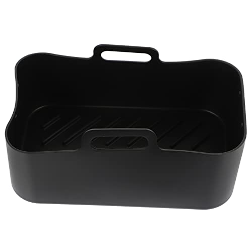 TOPPERFUN Silikon Backform für Heißluftfritteuse Wiederverwendbares Zubehör mit Griff Antihaftbeschichtet für Gemüse und Desserts Schwarzer Silikon Einsatz für Air Fryer von TOPPERFUN