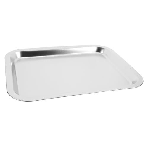 TOPPERFUN Tablett Aus Edelstahl Bräter Aus Edelstahl Rostfreies Tablett Silver von TOPPERFUN