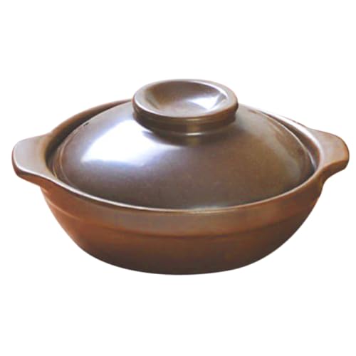 TOPPERFUN Traditioneller Keramischer Haushalts tontopf Hitzebeständig für Herd und Ofen Großer Doppelgriff schmortopf für Suppen Reisgerichte Bibimbap und Eintöpfe Leicht zu Reinigen von TOPPERFUN