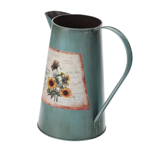 TOPPERFUN Vintage Eisenblumenvase mit Rustikalem Look Stabiler Eisenkunst Dekorative Kleine Vase für Regal und Tischdeko im Europäischen Landhausstil für Getrocknete und Frische Blumen von TOPPERFUN