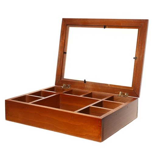 TOPPERFUN Vintage Schmuckaufbewahrungsbox mit Fächern Dekorative Holzbox für Schmuck und Haargummis Acrylabdeckung für Schreibtisch und Schlafzimmer von TOPPERFUN