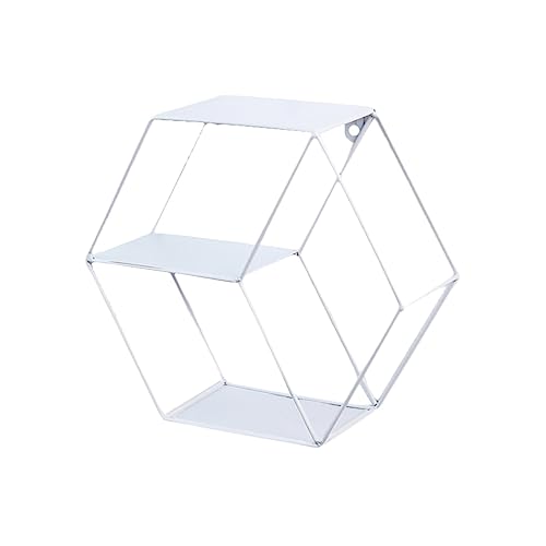 TOPPERFUN Wandregal Sechskant aus Hängendes Lagerregal Minimalistischer Form für Wohnzimmer und Schlafzimmer Dekoratives Regal ohne Bohren Weiß von TOPPERFUN