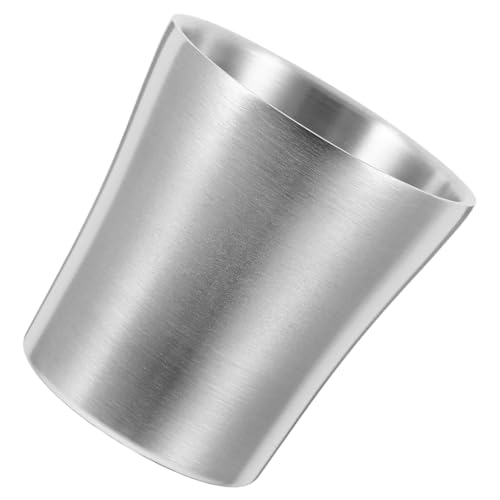 TOPPERFUN Wasserbecher Stahlbecher Trinken Becher aus Metall saugnapfhalter Reisebecher Schwarze Badezimmertasse Toilettenbürstenbecher Reise-Zahnputzbecher Rostfreier Stahl Silber von TOPPERFUN