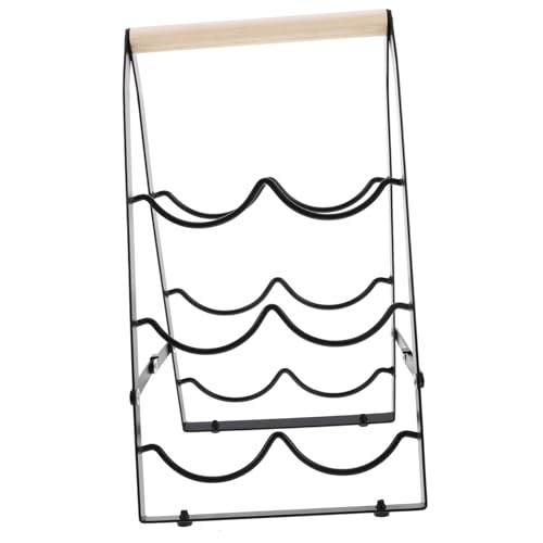TOPPERFUN Weinregal Flaschenhalter-Organizer Aufbewahrungsregal für Wasserkocher Wine Rack Weinhalter in stabilem Design Wasserflaschen-Organizer Bar Flaschenhalter Weinstand hölzern Schwarz von TOPPERFUN